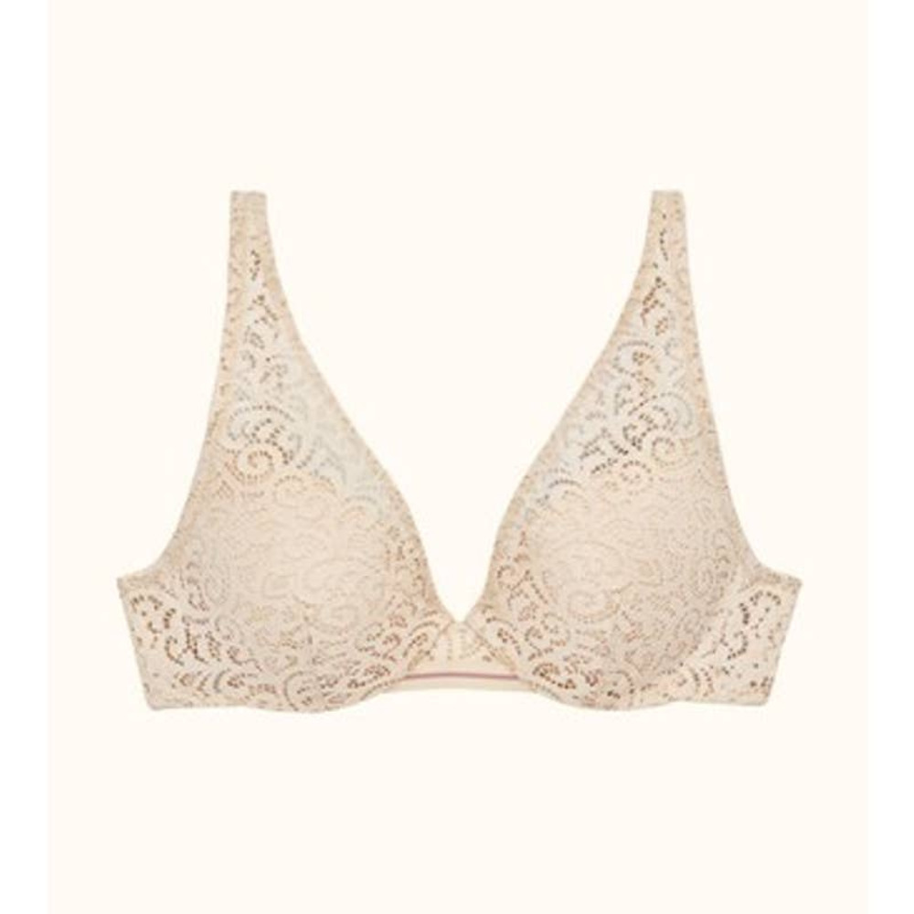 ThirdLove Artisan Lace Contour Plunge Bra French Vanilla Sz 38D Cream Ivory Tan